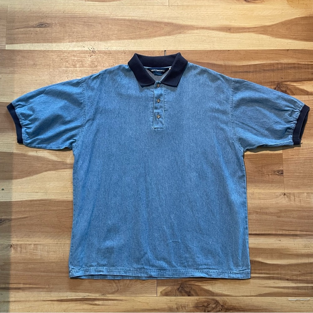 Vintage 1980s Denim Polo Shirt Western Style Arrow Sportswear Mens Size XL